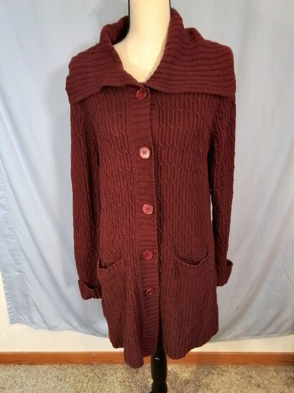 Faded Glory Burgundy wine colored cardigan